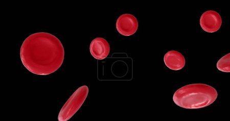 Foto de Imagen de micro de glóbulos rojos sobre fondo negro. Concepto global de ciencia, investigación y medicina imagen generada digitalmente. - Imagen libre de derechos