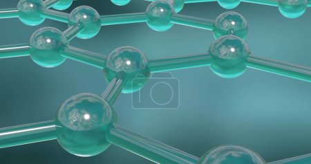 Foto de Imagen de micro 3D de moléculas sobre fondo gris. Concepto de ciencia, investigación y conexiones globales imagen generada digitalmente. - Imagen libre de derechos