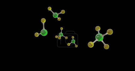 Photo for Image of 3d micro of molecules on black background. Global science, research and connections concept digitally generated image. - Royalty Free Image