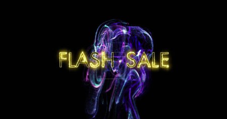 Image de texte de vente flash sur vague violette en mouvement. concept d'achat et de vente au détail image générée numériquement.