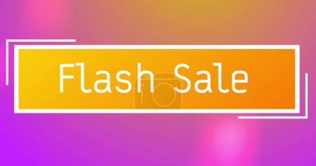 Photo for Image of text flash sale on orange banner, on pulsating pink, orange and red background. retail trade sale communication concept, digitally generated image. - Royalty Free Image
