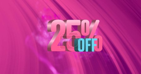 Photo for Image of 25 percent off over waves on pink background. Business, trade, sales and promotions concept digitally generated image. - Royalty Free Image