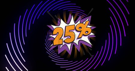 Image of 25 percent discount over spiral on black background. Business, trade, sales and promotions concept digitally generated image.