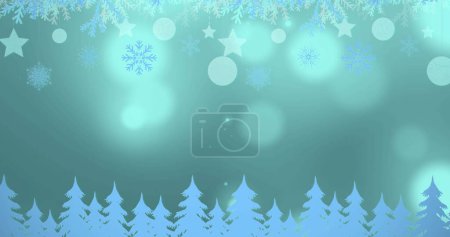 Photo for Image of falling snow and glowing spots on grey background. christmas, winter, tradition and celebration concept digitally generated image. - Royalty Free Image