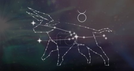 Bild des Stier-Sternzeichens auf Rauchwolken im Hintergrund. Astrologie, Horoskop und Tierkreiszeichen-Konzept digital generiertes Bild.
