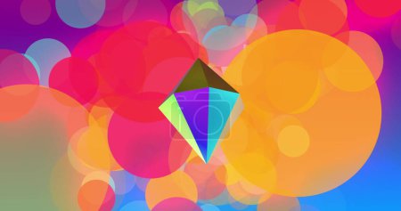 Photo for Image of 3d multicoloured shape over neon multi coloured background. Abstract, colour, shape and movement concept digitally generated image. - Royalty Free Image