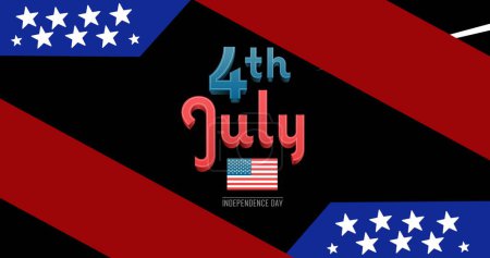 Téléchargez les photos : Image du 4ème jour de l'indépendance juillet texte sur des étoiles et des rayures sur fond noir. Jour de l'indépendance, patriotisme et concept de célébration image générée numériquement. - en image libre de droit