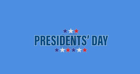 Photo for Image of presidents' day text and red, white and blue stars, on blue. patriotism, independence and celebration concept digitally generated image. - Royalty Free Image