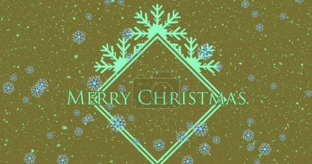 Photo for Image of christmas greetings text and decorations on green background. Christmas, festivity, celebration and tradition concept digitally generated image. - Royalty Free Image