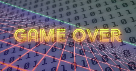 Photo for Image of game over text over colourful grid and numbers changing. digital interface image game concept digitally generated image. - Royalty Free Image