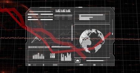 Image des lignes rouges et du traitement des données financières. Concept global d'informatique, d'affaires, de finance et de traitement des données image générée numériquement.