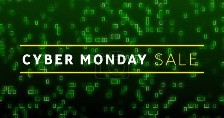 Photo for Image of cyber monday sale over black background with green lights. Shopping, sales and promotions concept digitally generated image. - Royalty Free Image