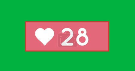 Digital image of a heart icon increasing in number on a green background 