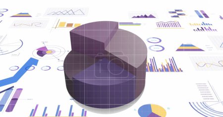 Image du traitement des données financières et des statistiques avec lignes bleues. Concept global d'entreprise, de finance, d'informatique et de traitement des données image générée numériquement.