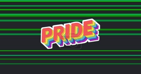 Photo for Image of pride over black background with green lines. Lgbt, gay pride and rights concept digitally generated image. - Royalty Free Image
