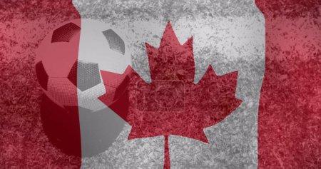 Image of flag of canada over football ball. World cup soccer concept digitally generated image.