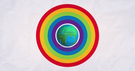 Foto de Imagen de globo y arco iris sobre fondo blanco. Mes del orgullo, lgbt, igualdad y concepto de derechos humanos imagen generada digitalmente. - Imagen libre de derechos