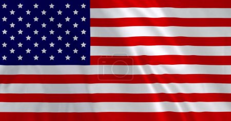 Bild von schwenkenden Vereinigten Staaten von Amerika Flagge, Vollbild-Hintergrund. Amerika, Demokratie, Stolz, Politik, Feier und Kommunikation, digital generiertes Image.