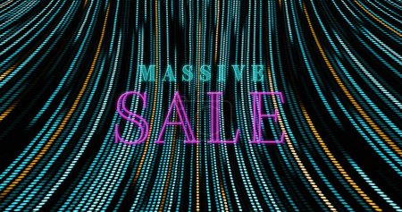 Image of massive sale text over spots. Retro future and digital interface concept digitally generated image.