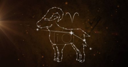 Image du signe d'étoile aries sur fond noir. Astrologie, horoscope et zodiaque concept image générée numériquement.