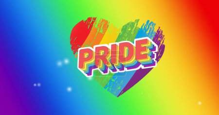 Photo for Image of pride text and rainbow heart. Pride month, lgbtq, human rights and equality concept digitally generated image. - Royalty Free Image
