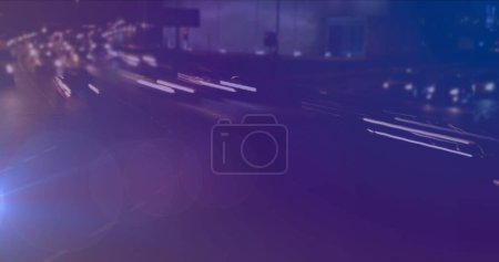 Photo for Image of lights over fast forward highway. digital interface image game concept digitally generated image. - Royalty Free Image