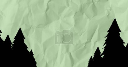 Téléchargez les photos : Image de silhouettes de pins sur fond de papier rayé en mouvement. Nature, créativité et changement, concept de fond abstrait image générée numériquement. - en image libre de droit