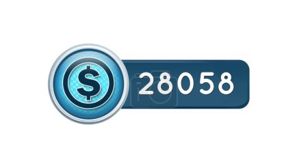 Foto de Imagen digital de un icono de dólar con números crecientes sobre un fondo blanco - Imagen libre de derechos