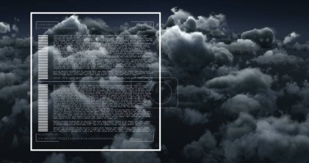 Image of data processing over clouds. Global cloud computing, business, finance, computing and data processing concept digitally generated image.