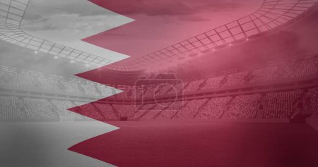 Téléchargez les photos : Image du drapeau du bahreïn sur le stade sportif. Concept mondial de sport et d'interface numérique image générée numériquement. - en image libre de droit
