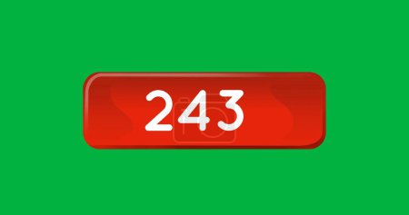 Foto de Imagen digital de números contando dentro de una caja roja sobre un fondo verde 4k - Imagen libre de derechos