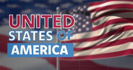 Imagen del texto de la elección de EE.UU. sobre la insignia y la bandera de EE.UU. Elecciones, democracia, patriotismo americano y concepto de votación generados digitalmente.