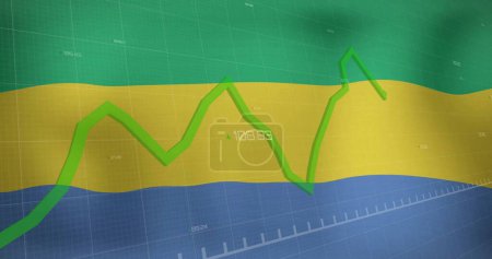 Photo for Image of green graph processing data over flag of gabon. National economy, travel, data, finance, digital interface, business and communication, digitally generated image. - Royalty Free Image