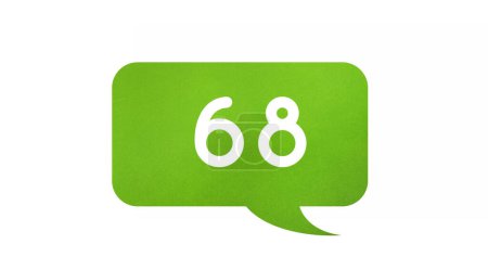 Foto de Imagen digital de números aumentando dentro de una caja de chat verde sobre un fondo blanco 4k - Imagen libre de derechos