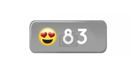 Téléchargez les photos : Image numérique des nombres croissants et des yeux du cœur emoji dans une boîte grise sur un fond blanc 4k - en image libre de droit