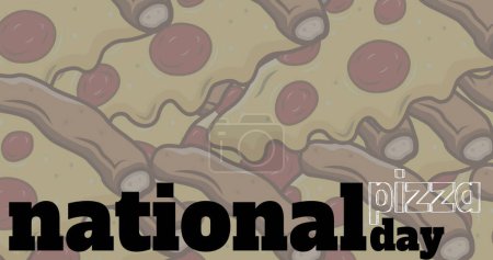 Téléchargez les photos : Image du texte de la journée nationale de la pizza et des icônes de pizza sur fond gris. célébration et concept d'interface numérique image générée numériquement. - en image libre de droit