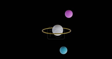 Téléchargez les photos : Image de sphères multicolores 3d sur fond noir. Concept abstrait, couleur, forme et mouvement image générée numériquement. - en image libre de droit