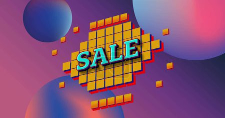 Photo for Image of sale text over squares and retro background. vintage shopping, sales and retail concept digitally generated image. - Royalty Free Image