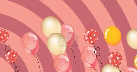 Foto de Imagen de globos de colores volando sobre fondo rosa. concepto de fiesta y celebración imagen generada digitalmente. - Imagen libre de derechos