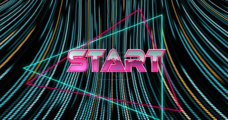 Photo for Image of start text over spots. Retro future and digital interface concept digitally generated image. - Royalty Free Image