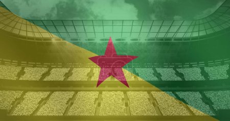 Téléchargez les photos : Image du drapeau de la Guyane sur le stade de sport. Concept mondial de sport et d'interface numérique image générée numériquement. - en image libre de droit