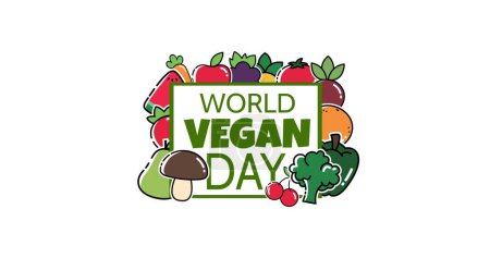 Photo for Image of world vegan day over globe on white background. Food, fruits, vegetable and world vegan day concept digitally generated image. - Royalty Free Image