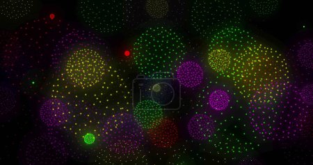 Photo for Image of disco ball over shapes and fireworks on black backrgound. New year, party and celebration concept digitally generated image. - Royalty Free Image