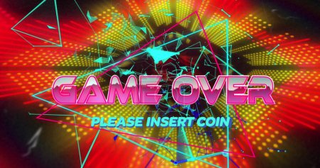 Photo for Image of game over text over digital tunnel. Retro future and digital interface concept digitally generated image. - Royalty Free Image