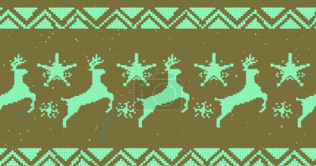 Photo for Image of christmas reindeer pattern on green background. Christmas, festivity, celebration and tradition concept digitally generated image. - Royalty Free Image