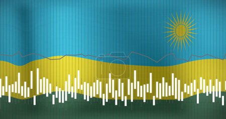 Foto de Imagen del procesamiento de datos sobre la bandera de Ruanda. banderas del mundo y concepto de interfaz digital imagen generada digitalmente. - Imagen libre de derechos