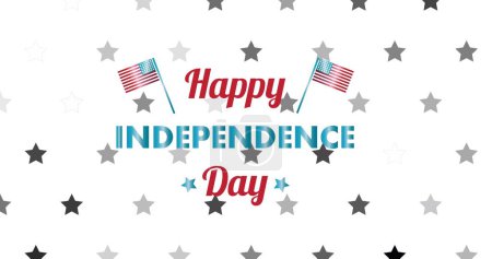 Téléchargez les photos : Image de texte heureux jour de l'indépendance sur des étoiles sur fond blanc. Jour de l'indépendance, patriotisme et concept de célébration image générée numériquement. - en image libre de droit