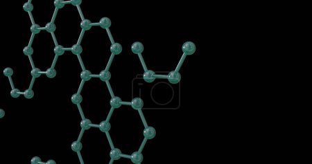 Téléchargez les photos : Image de micro 3d de réseau de molécules sur fond noir. Concept mondial de science, de recherche et de connexions image générée numériquement. - en image libre de droit