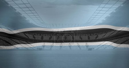 Foto de Imagen de la bandera de botswana sobre el estadio deportivo. Deporte global e interfaz digital concepto de imagen generada digitalmente. - Imagen libre de derechos