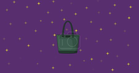 Bild des Handtaschen-Symbols auf lila Hintergrund. Mode, Stil und digitales Interface-Konzept digital generiertes Image.